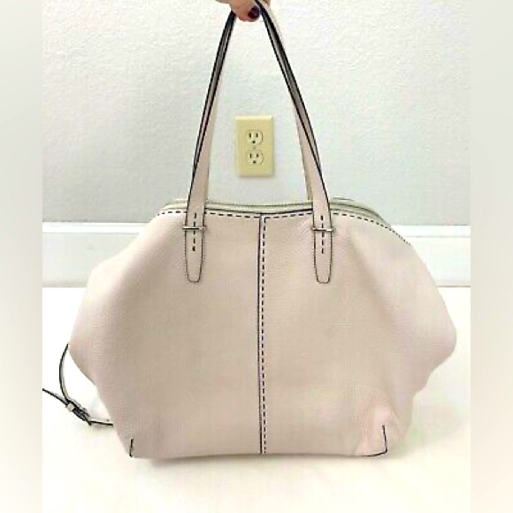 Coach Parchment Pebbled Leather Tote Handbag Ivory Pr… Gem